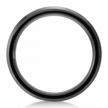 Black Ceramic Beveled Edge with Cypress Wood Inlay Wedding Band (8mm)