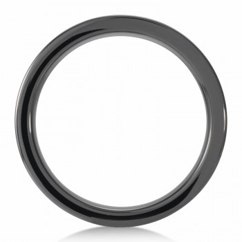 Black Ceramic Flat Wedding Band with KOA Wood Inlay (6mm)