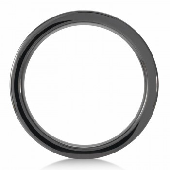 Black Ceramic Flat Wedding Band with KOA Wood Inlay (8mm)