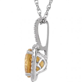 Natural Citrine & Diamond Pendant Necklace Sterling Silver (1.21ct)