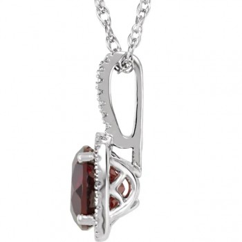Natural Mozambique Garnet & Diamond Pendant Necklace Sterling Silver (1.67ct)