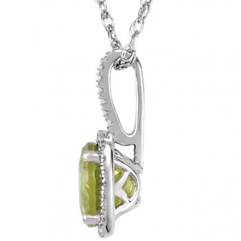 Natural Peridot & Diamond Pendant Necklace Sterling Silver (1.44ct)