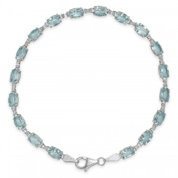 Natural Sky Blue Topaz Bracelet 14K White Gold (0.58ct)