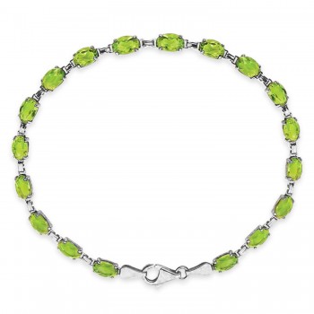 Natural Peridot Bracelet 14K White Gold (0.52ct)