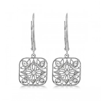 Antique Square Diamond Drop Earrings in Sterling Silver (0.10ct)