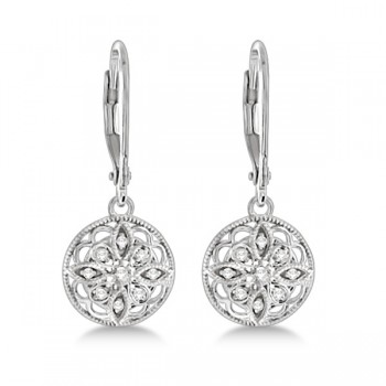 Antique Style Designer Diamond Earrings Sterling Silver (0.10ct)