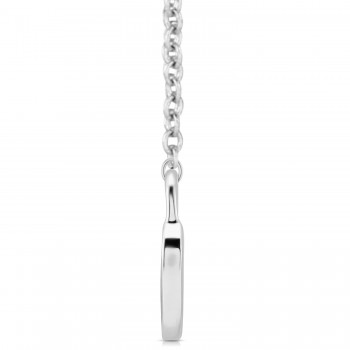 Enamel Heart Pendant Necklace 14K White Gold