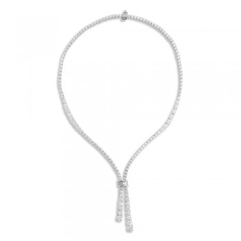 Lab Grown Diamond Lariat Necklace 14K White Gold (26.2ct)
