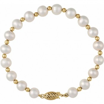 Cultured Freshwater Pearl Bracelet 14K Yellow Gold (7mm)