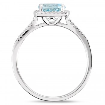 Natural Sky Blue Topaz & Diamond Ring Sterling Silver (1.66ct)