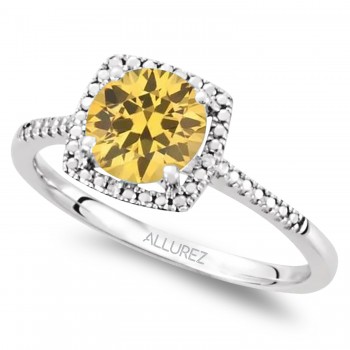 Natural Citrine & Diamond Ring Sterling Silver (1.20ct)