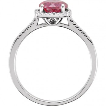 Lab Grown Ruby & Natural Diamond Ring Sterling Silver (1.81ct)
