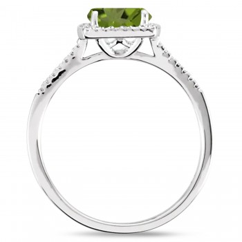 Natural Peridot & Diamond Ring Sterling Silver (1.43ct)