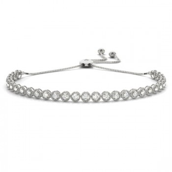 Milgrain Diamond Bolo Bracelet 18k White Gold (1.00ct)