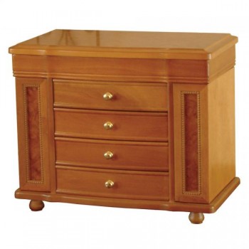 Wooden Jewelry Box in Oak Finish. Classic Styled Jewel Chest & Storage