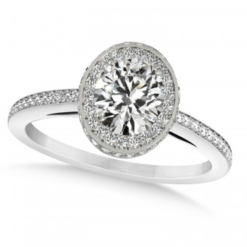 Lab Grown Diamond Halo Engagement Ring 14k White Gold (1.71ct)