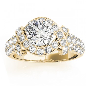Diamond Twisted Engagement Ring Setting 14k Yellow Gold (0.58ct)