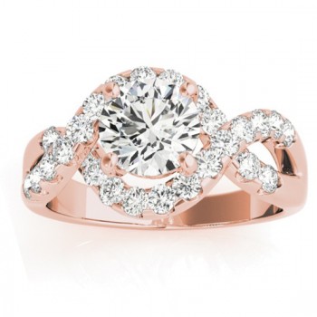 Diamond Twisted Band Engagement Ring Setting 14K Rose Gold (0.98ct)