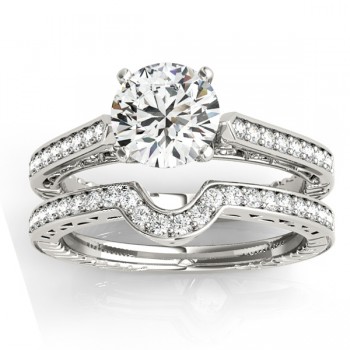 Diamond Antique Style Bridal Set 14k White Gold (0.24ct)