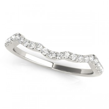 Diamond Indented Contour Wedding Band 14k White Gold (0.21ct)