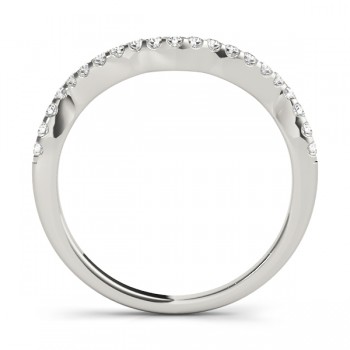 Diamond Indented Contour Wedding Band 14k White Gold (0.21ct)
