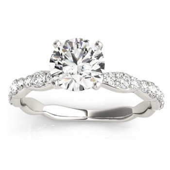 Solitaire Contoured Shank Diamond Engagement Ring 18k White Gold (0.33ct)