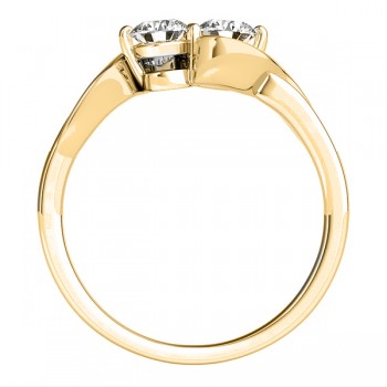 Diamond Accented Twised Two Stone Ring 14k Yellow Gold (1.13ct)