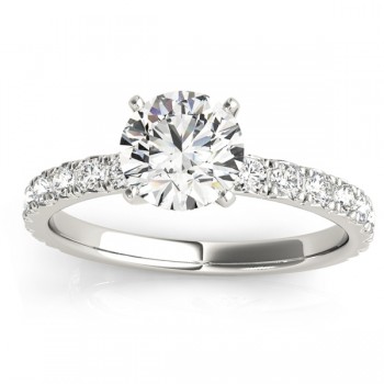 Diamond Single Row Engagement Ring Setting 14k White Gold (0.32ct)