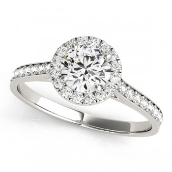 Lab Grown Diamond Halo Engagement Ring 14k White Gold (1.29ct)