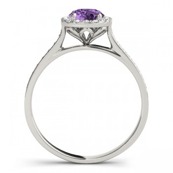 Lab Grown Diamond Halo Lab Amethyst Engagement Ring 14k White Gold (1.29ct)