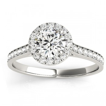 Diamond Halo Engagement Ring 14k White Gold (0.29ct)