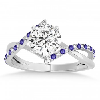Diamond & Tanzanite Bypass Semi-Mount Ring in 14k White Gold (0.14ct)