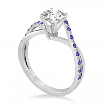 Diamond & Tanzanite Bypass Semi-Mount Ring in 14k White Gold (0.14ct)