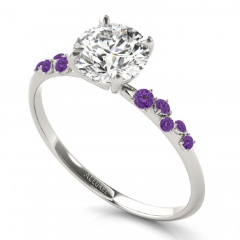 Scattered Amethyst Engagement Ring 14K White Gold (0.13ct)