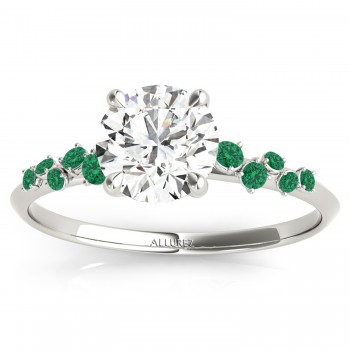 Scattered Emerald Engagement Ring 14K White Gold (0.13ct)