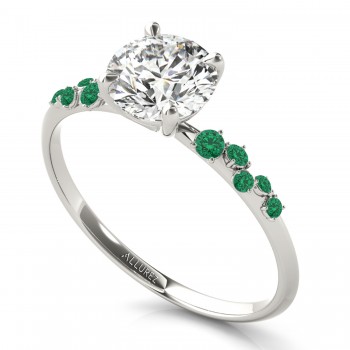 Scattered Emerald Engagement Ring 14K White Gold (0.13ct)