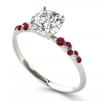 Scattered Ruby Engagement Ring 14K White Gold (0.13ct)