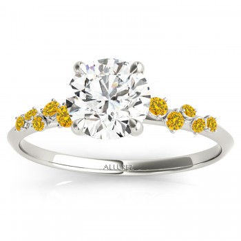 Scattered Yellow Sapphire Engagement Ring 14K White Gold (0.13ct)