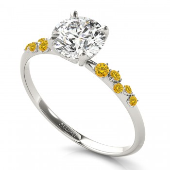 Scattered Yellow Sapphire Engagement Ring 14K White Gold (0.13ct)