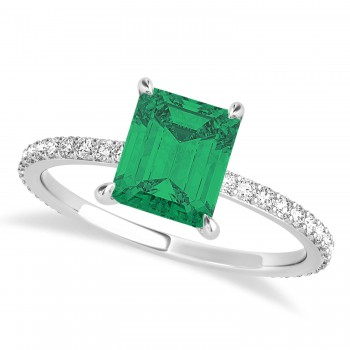 Emerald Emerald & Diamond Hidden Halo Engagement Ring 14k White Gold (2.93ct)