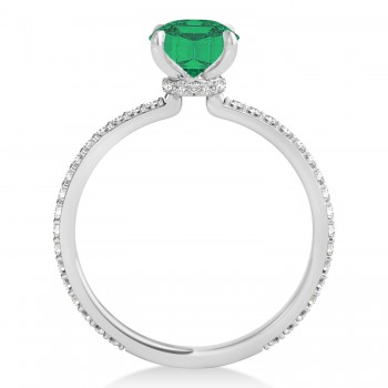 Princess Emerald & Diamond Hidden Halo Engagement Ring 14k White Gold (0.89ct)