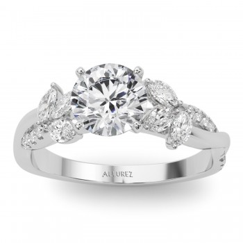 Lab Grown Diamond with Marquise Leaf Engagement Ring 14K White Gold (0.38ct)