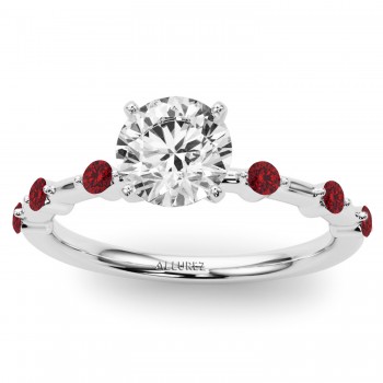 Lab Ruby Scalloped Engagement Ring 14K White Gold (0.20ct)