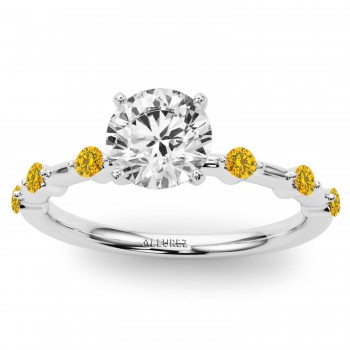 Lab Yellow Lab Grown Diamond Scalloped Engagement Ring 14K White Gold (0.20ct)