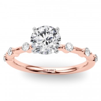 Lab Grown Diamond Accented Scalloped Engagement Ring 18K Rose Gold (0.20ct)
