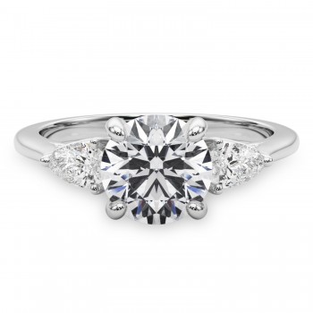 Round & Pear Lab Grown Diamond Engagement Ring 18K White Gold (2.60ct)