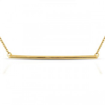 Horizontal Thin Straight Bar Pendant Necklace 14k Yellow Gold
