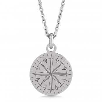 Compass Pendant Necklace Sterling Silver