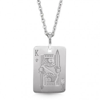 Playing Card Pendant Necklace Sterling Silver