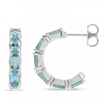 Oval Aquamarine Hoop Earrings 14K White Gold (2.64ct)